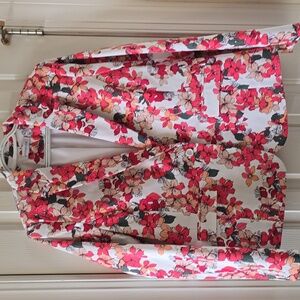 LIZ CLAIBORNE BRAND WOMEN'S PINK FLORAL LINED BLAZER JACKET SIZE 4